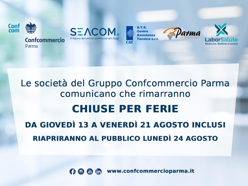 chiusura ferie estive gruppo confcommercio parma